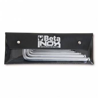 BETA 96BPINOX/B6 Komplet 6 kluczy trzpieniowych kątowych z końcówką kulistą, wykonanych ze stali nierdzewnej
